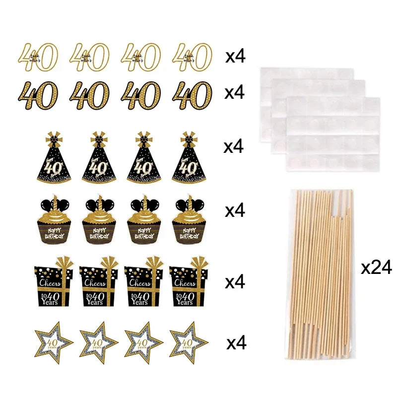 Set décoration complète déployé sur table pour fête anniversaire