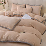 Housse de couette velours corail jaune pour lit double