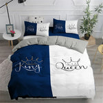 Housse de couette 260x240 blanc noir pliée sur lit