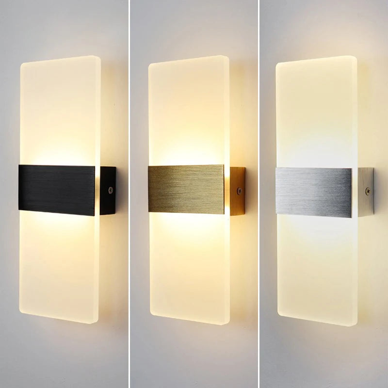 Applique murale LED acrylique noire pour tête de lit moderne