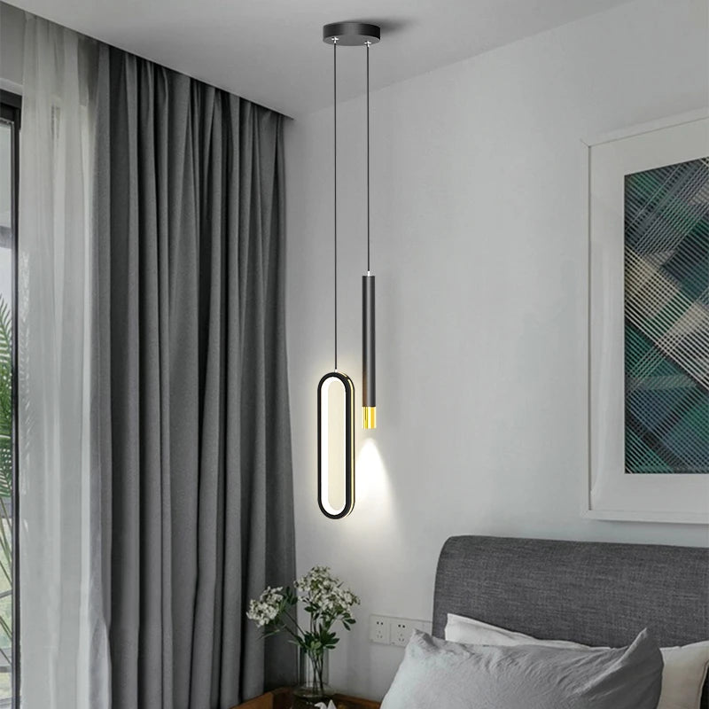 Suspension luminaire noir pour chambre à coucher et chevet