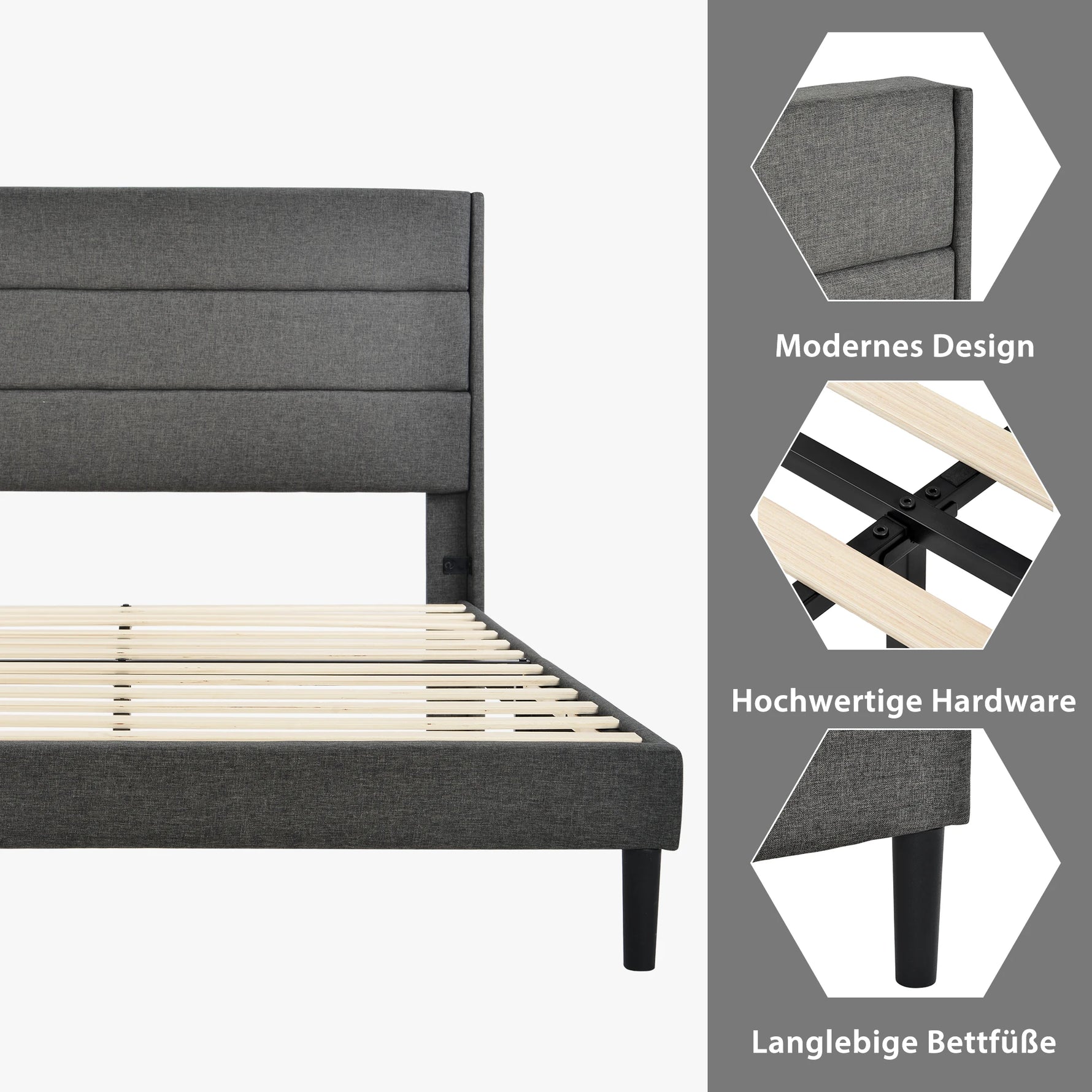 Pieds du lit avec tapis antidérapants pour stabilité