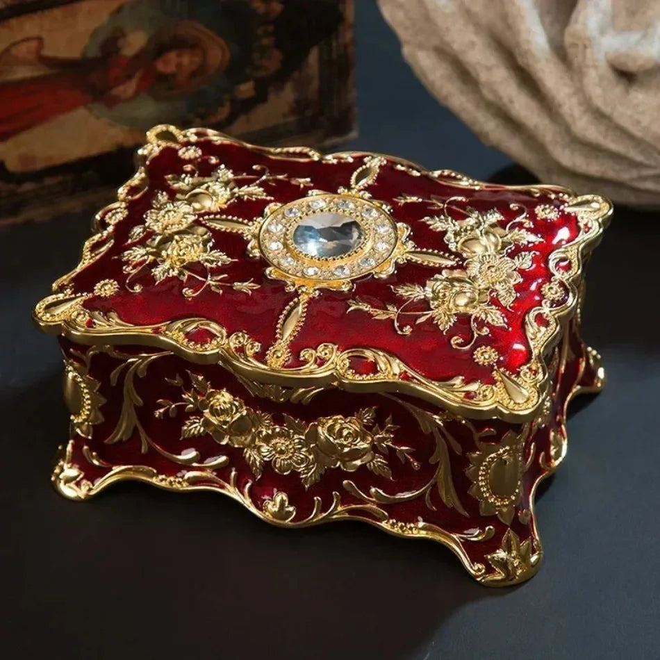 Boîte à bijoux carrée géométrique en alliage de zinc