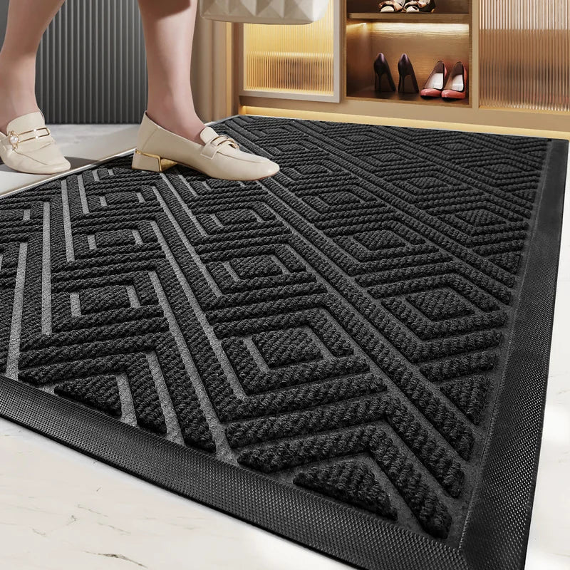 Paillasson robuste rouge antidérapant pour entrée moderne