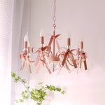 Lustre rose chambre fille avec cristal K9