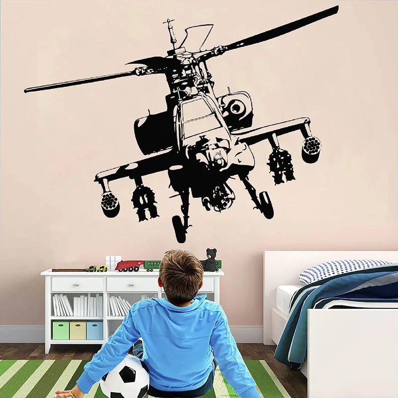 Décoration murale enfant hélicoptère armée