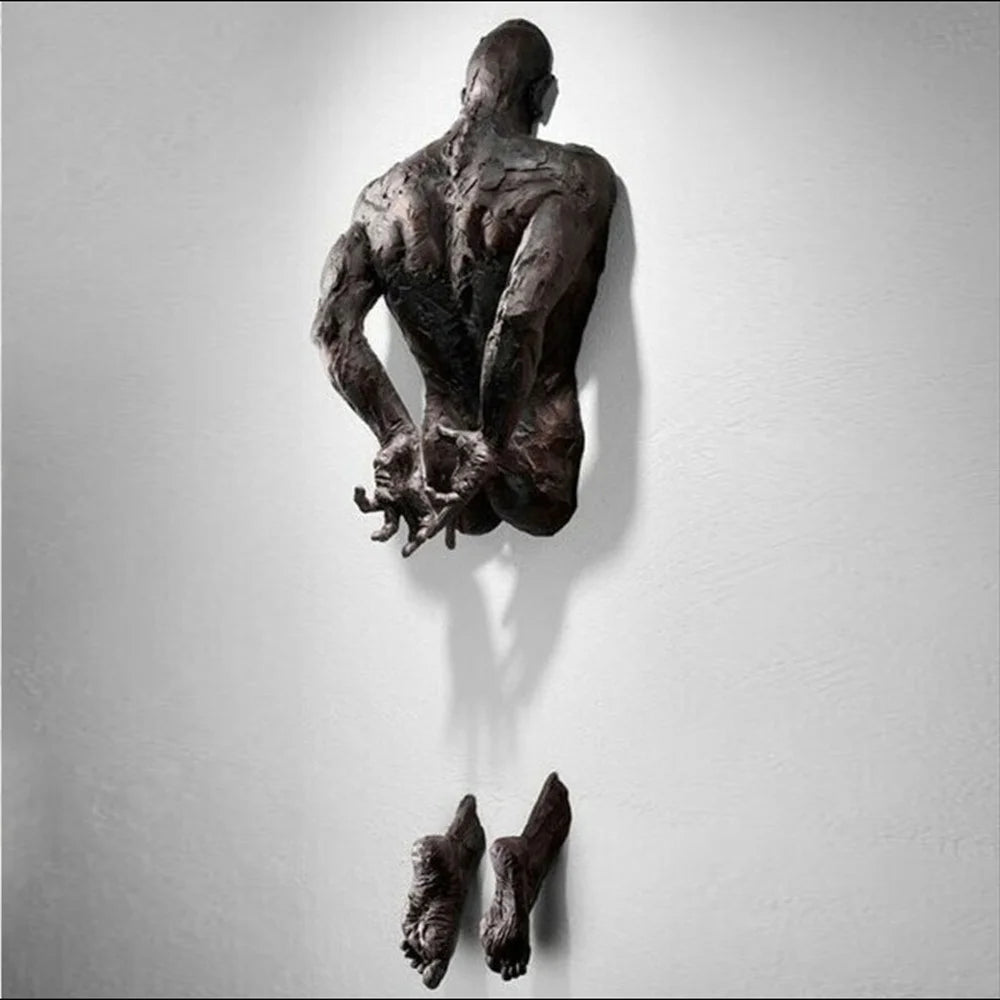 Statue 3D homme escalade mur décoration intérieure