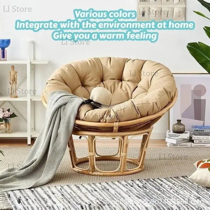 Coussin rond kaki pour fauteuil œuf