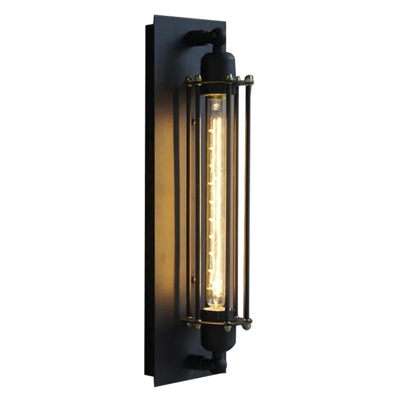 Lampe de chevet industrielle LED installee dans une chambre moderne