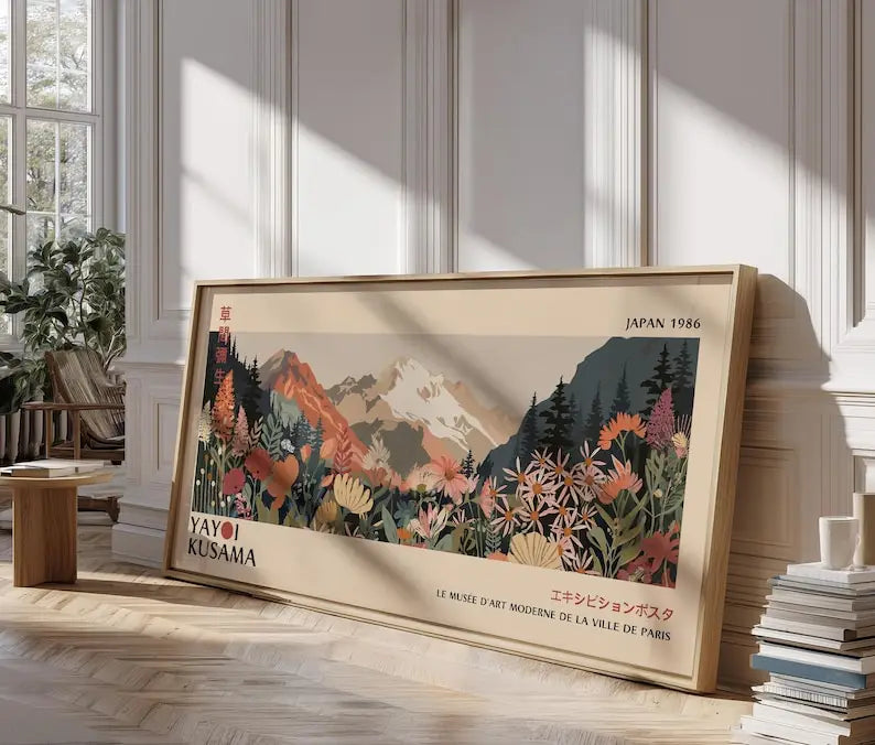 Tableau déco japonais fleurs rouges