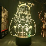 Detail de la lampe de chevet anime montrant la figure 3D et les controles tactiles