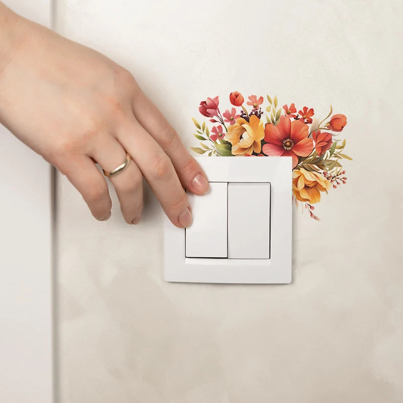 Autocollant interrupteur fleur romantique or