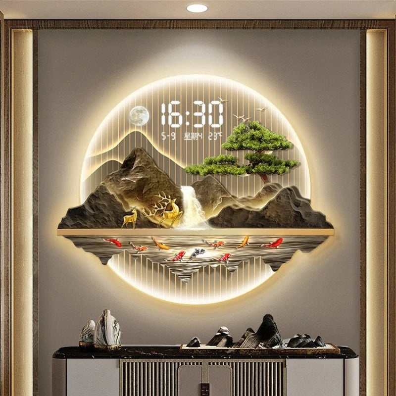 Détail du cadre gravé fin de l'horloge murale en cristal de porcelaine