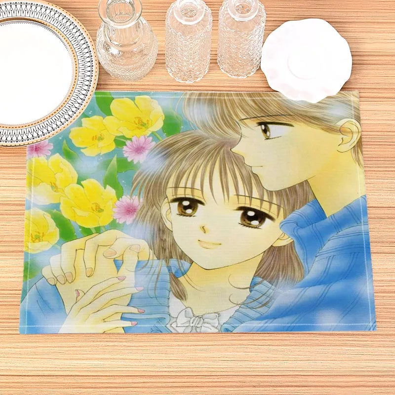 Set de table en lin imprimé 30x40 cm kaki foncé