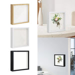 Cadre photo profond bois boîte d'ombre fleurs séchées sur mur