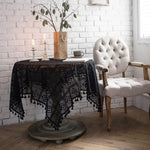 Nappe rectangulaire verte en coton crocheté
