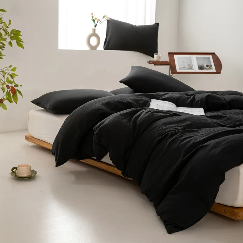 Housse de couette coton lavé king size beige