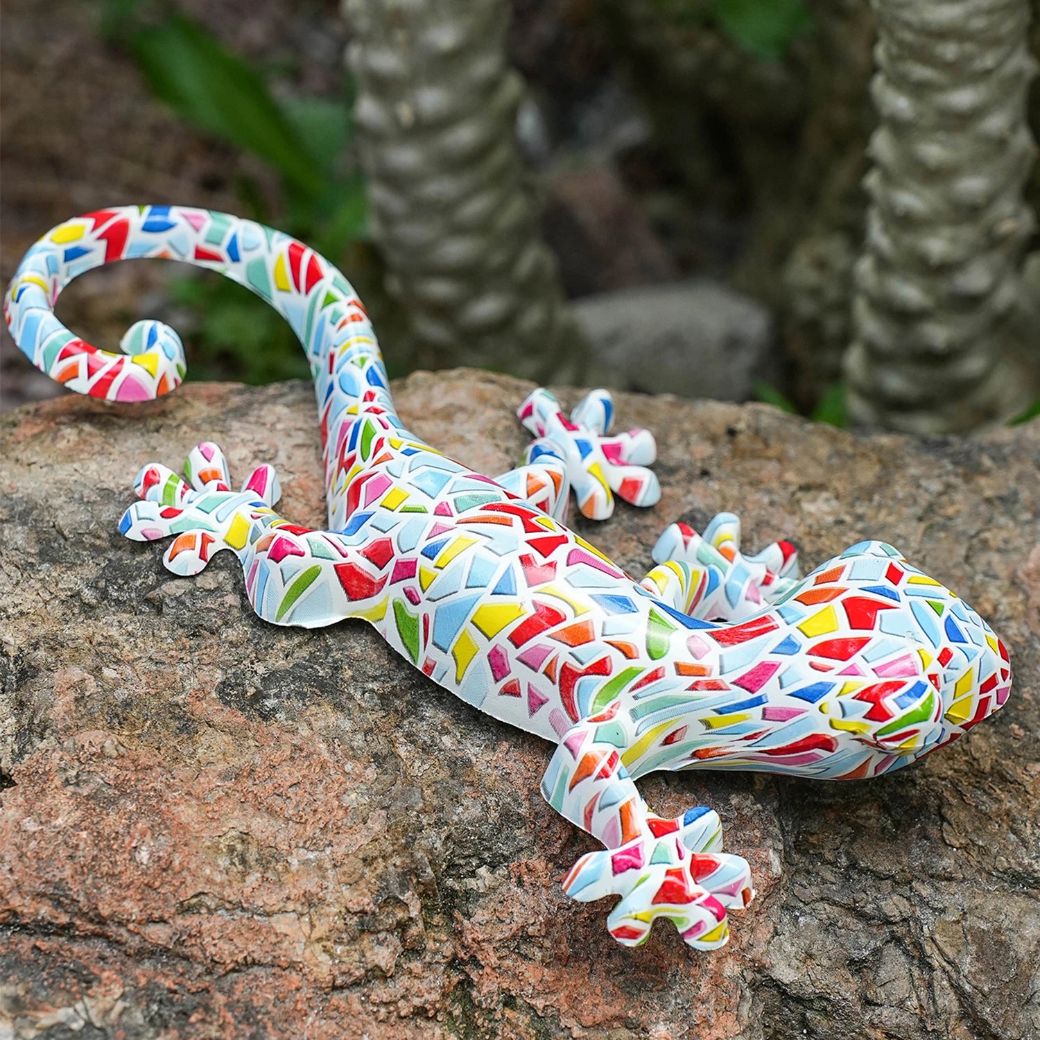 Gecko rouge résine murale jardin