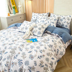 Housse de couette pliée montrant le design scénique