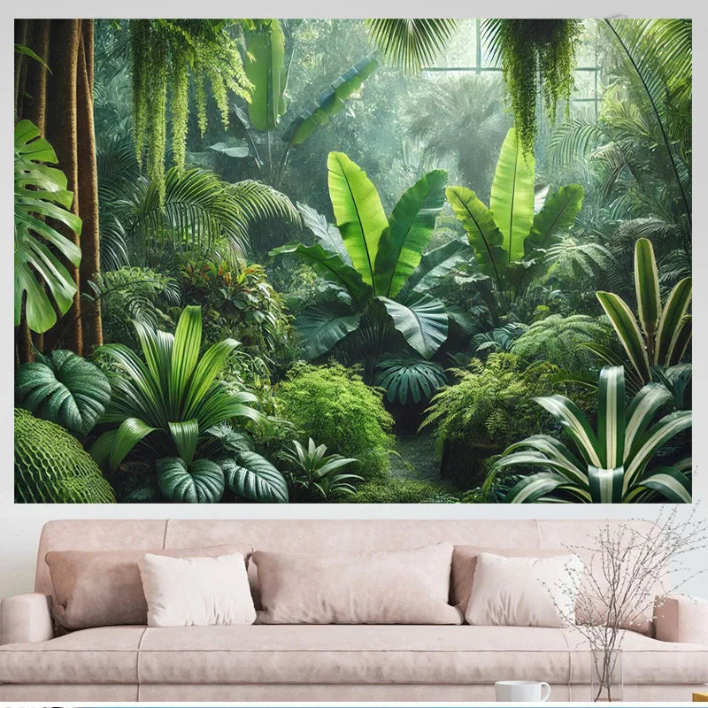 Tenture polyester motif jungle HD