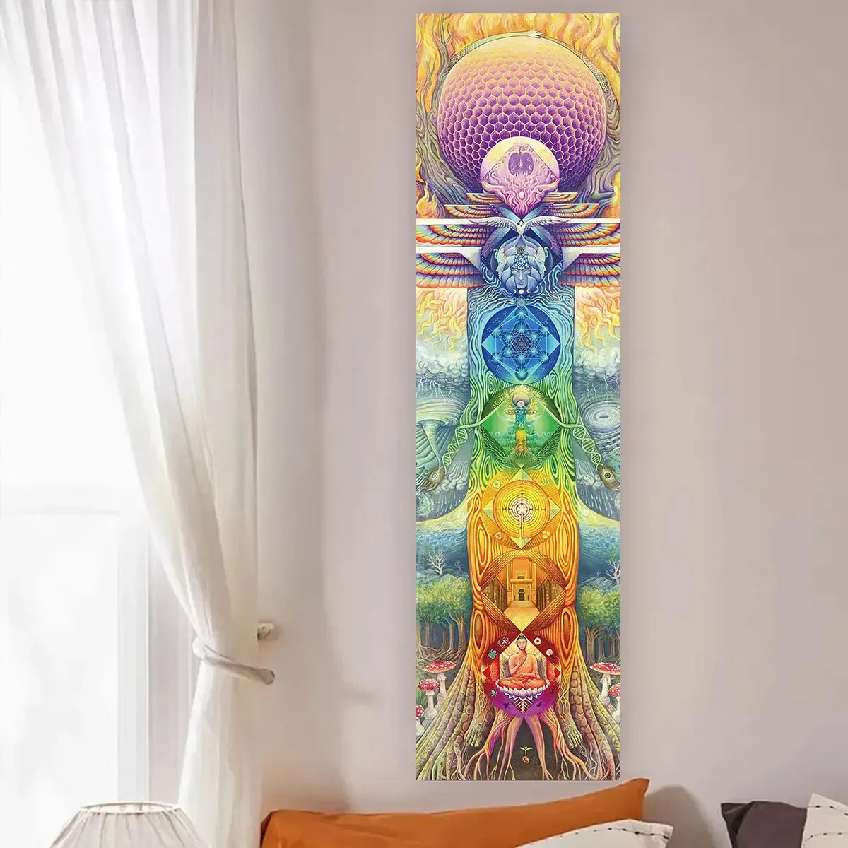 Tapisserie murale yoga studio ambiance zen