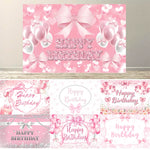 Bannière joyeux anniversaire rose avec nœud pour femme