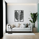 Décoration murale feuillage métal noir dans un salon