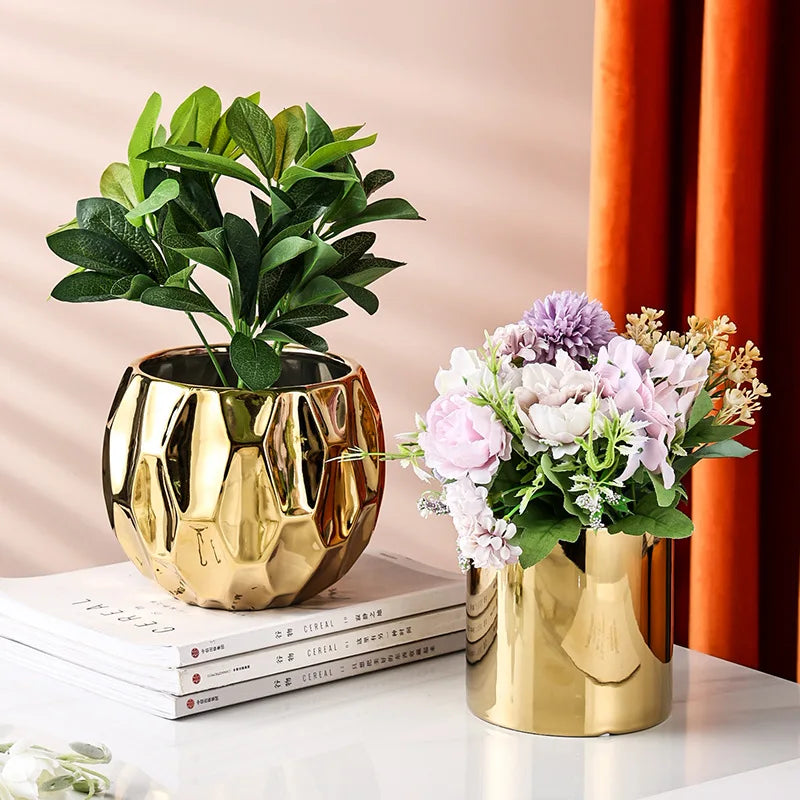 Cache pot haut en céramique géométrique nordique violet pour décoration de bureau
