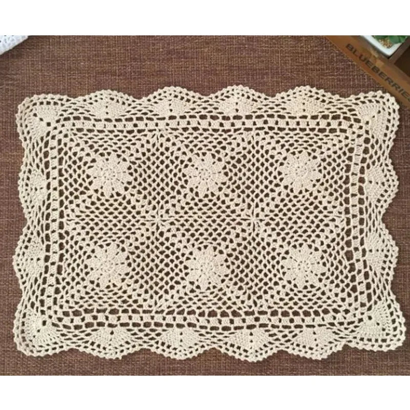 Napperon crochet blanc et jaune