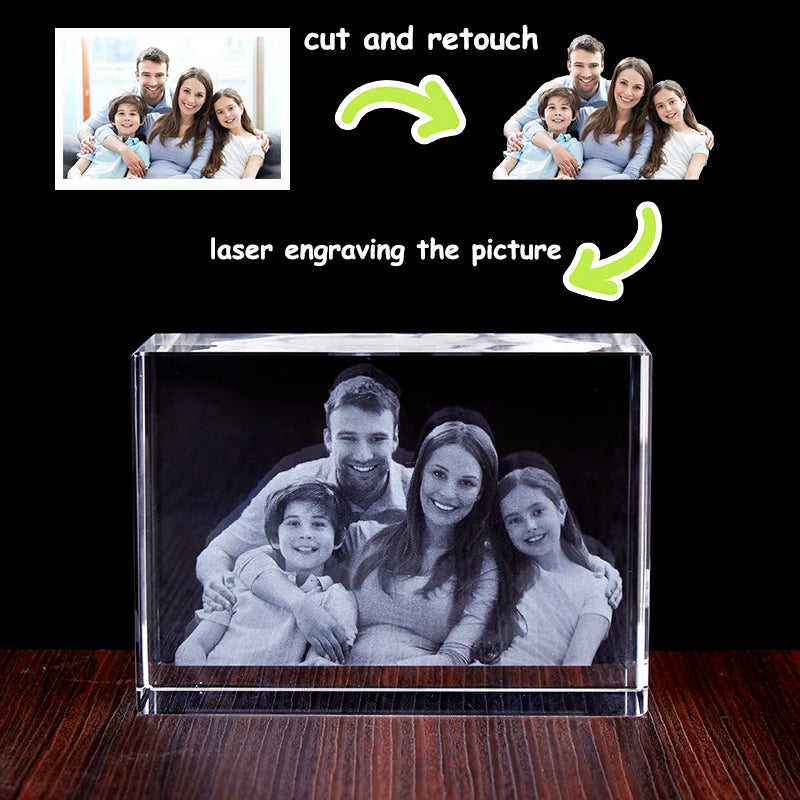 Cadre photo laser en cristal pour couple