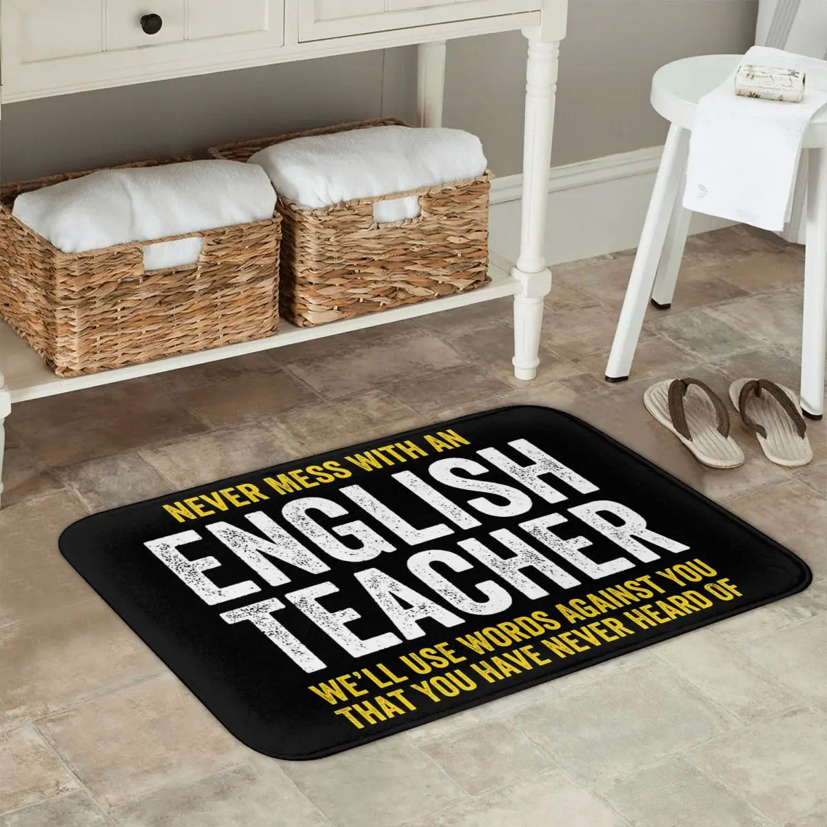 Tapis de sol pour cuisine et entrée avec motif humoristique