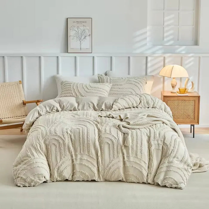 Housse de couette kaki touffeté arc vue d'ensemble