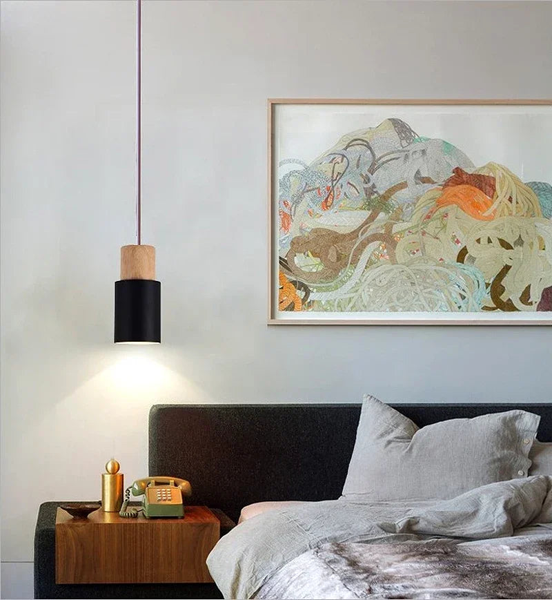 Lampe suspendue noire minimaliste pour décoration intérieure contemporaine