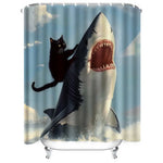 Ombre Interieur rideau de douche unique chat noir requin