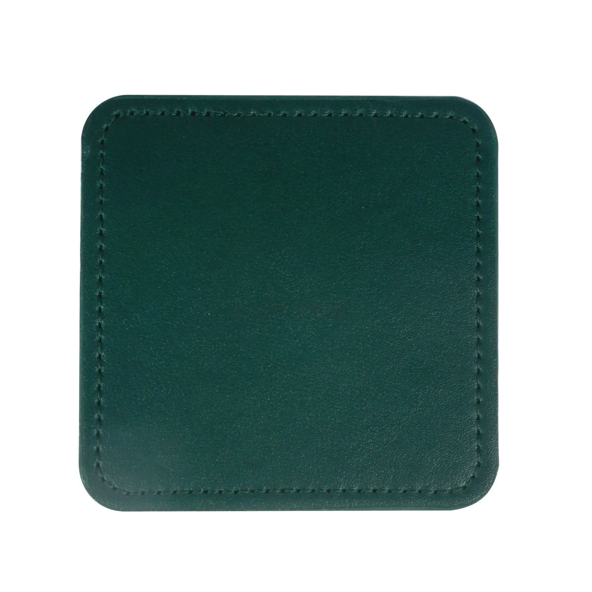 Élégant porte-cartes en cuir vert foncé avec surpiqûres discretes.
