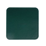 Élégant porte-cartes en cuir vert foncé avec surpiqûres discretes.