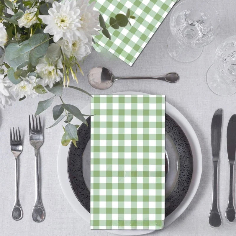 Set de table vert carreaux 33x40cm sur table