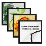 Cadre photo diamant 30x30 cm blanc avec œuvre d'art à l'intérieur