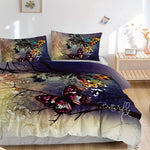 Housse de couette papillon avec taies d'oreiller assorties