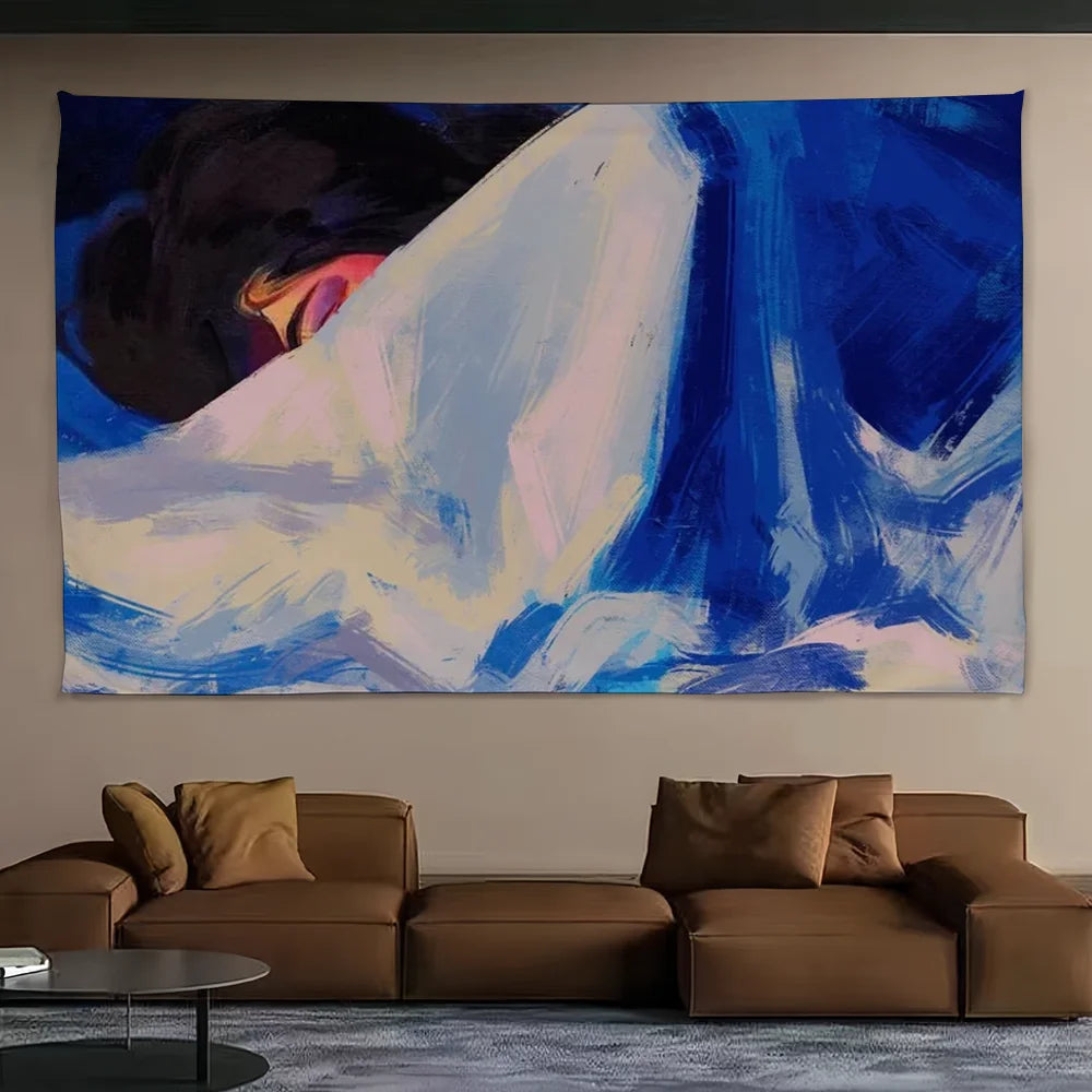 Détail de l'impression vive et résistante sur le drapeau mural