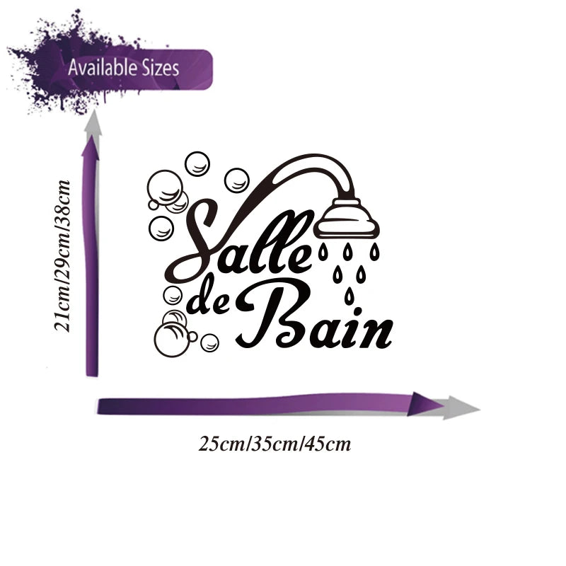 Sticker vinyle porte salle de bain couleur noir