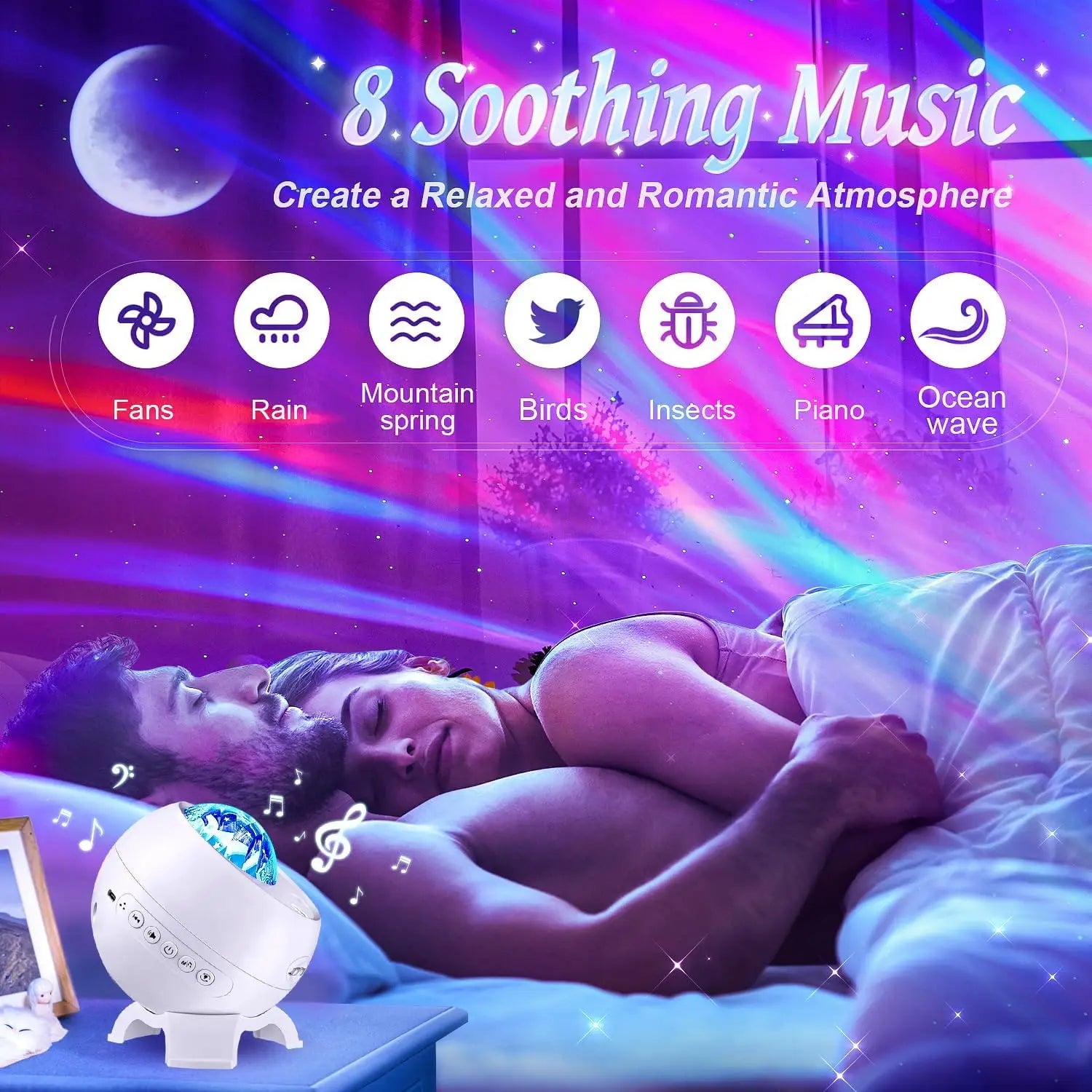 Projecteur ciel étoilé Bluetooth avec télécommande et haut-parleur