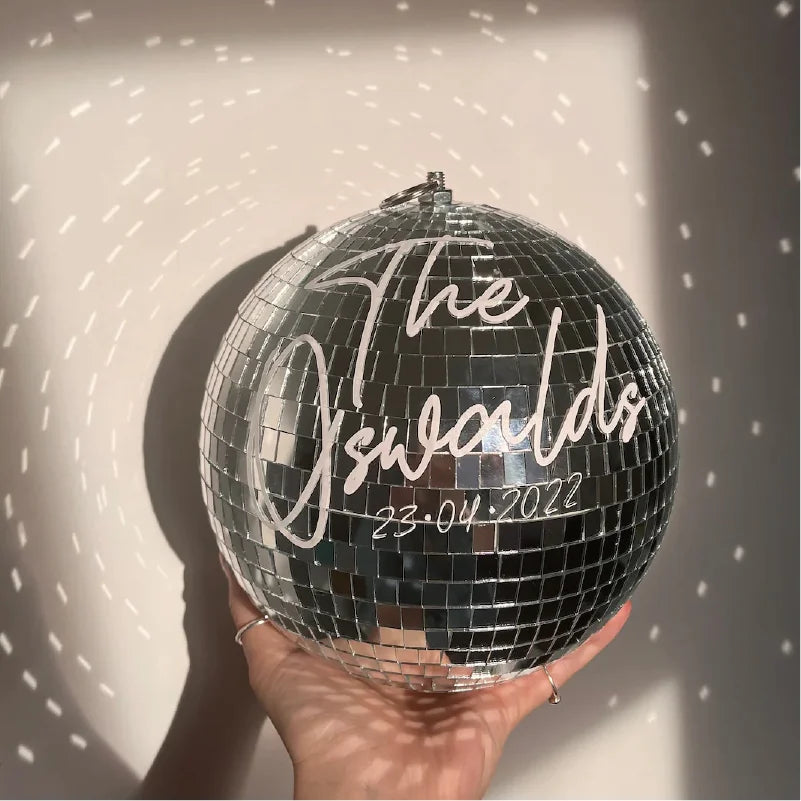 Boule disco personnalisée 20cm suspendue pour décoration de fête