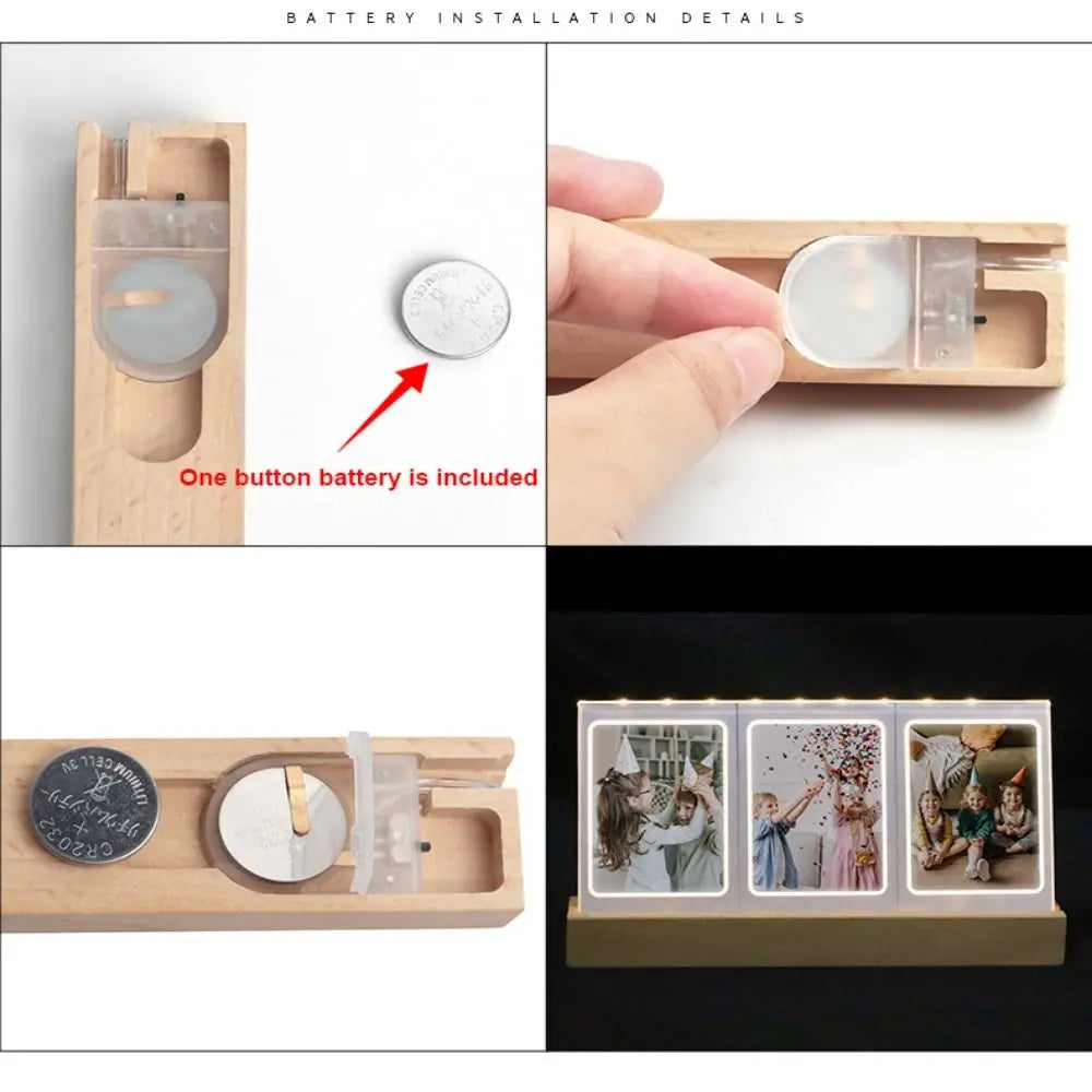 Cadre photo pour Fujifilm Instax Mini avec support en bois et lumière intégrée