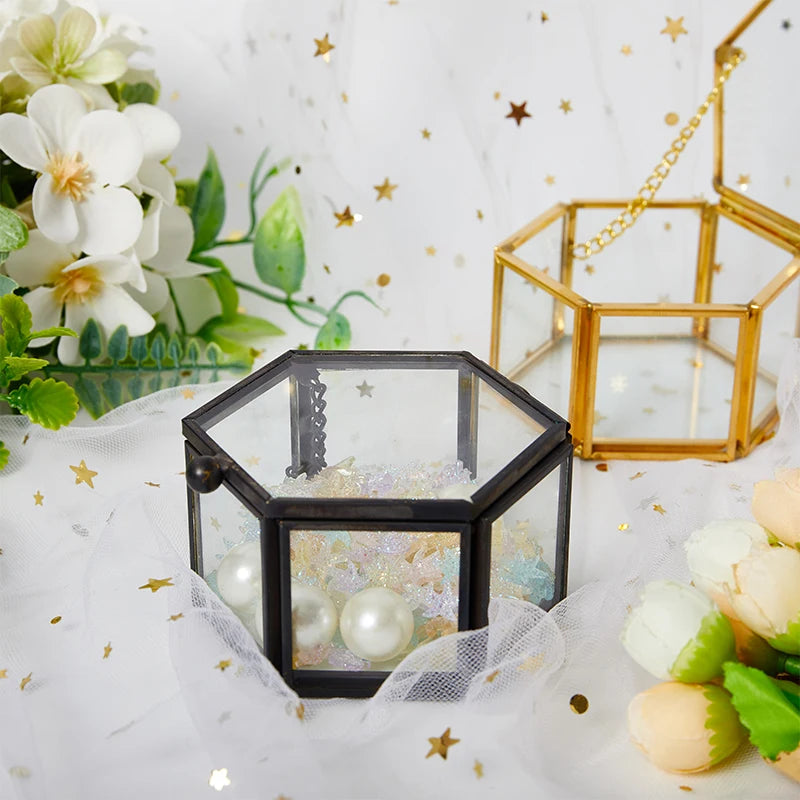 Organisateur de bijoux en verre avec couvercle