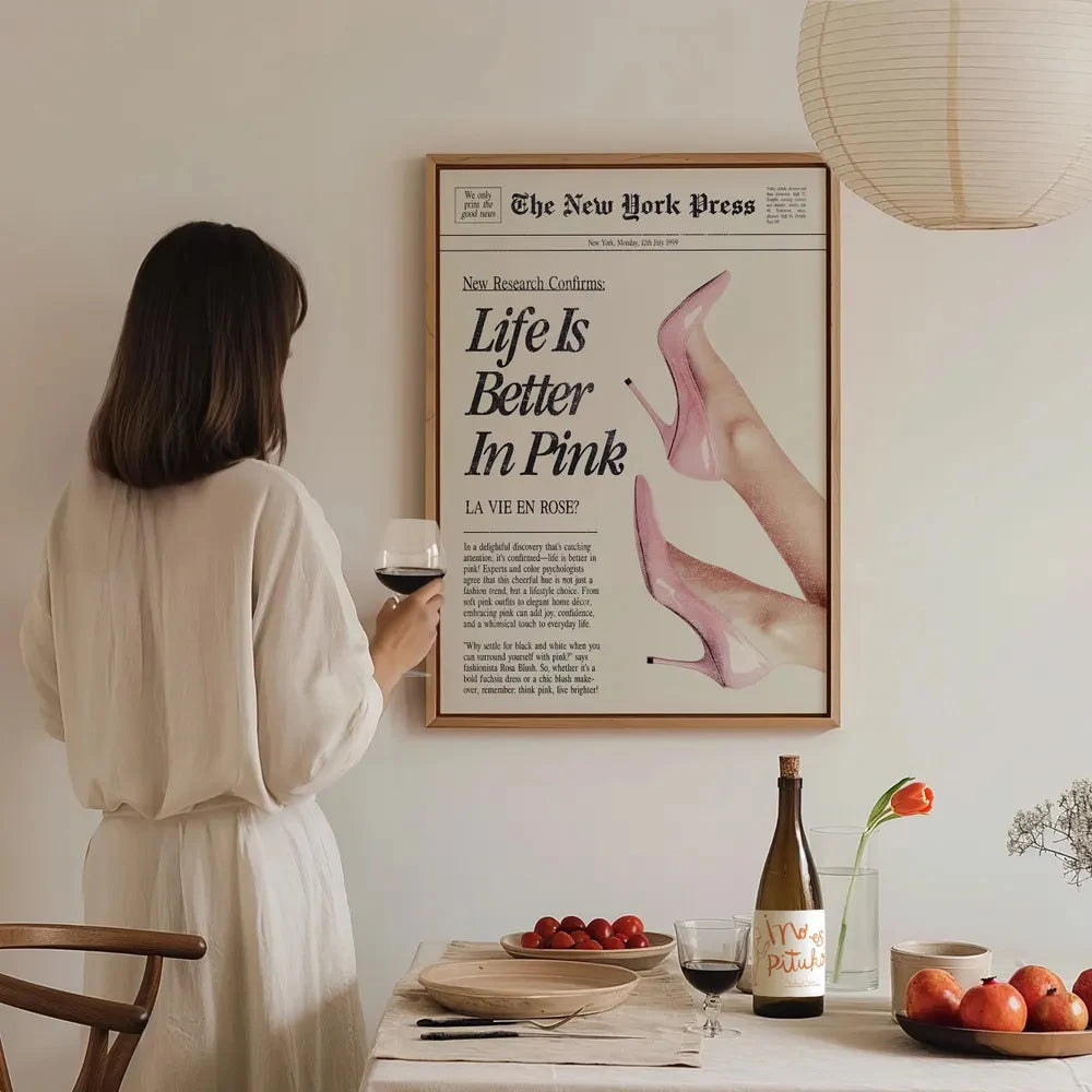 Affiche rose rétro pour chambre à coucher