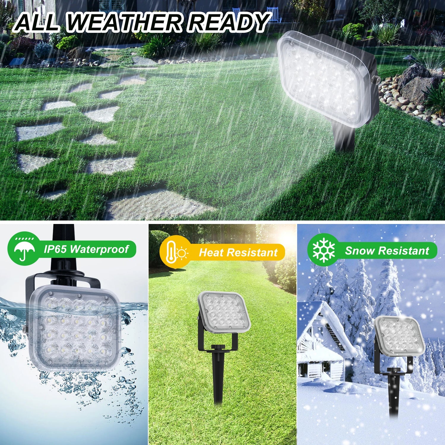 Lampe solaire LED RGB allumée dans un jardin
