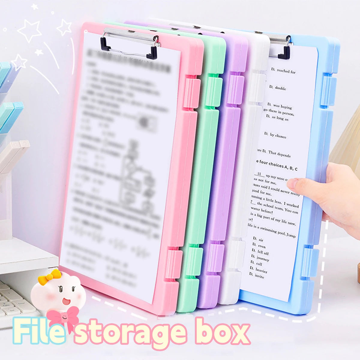 Boîte de rangement A4 bleu ciel pour dossiers et papiers