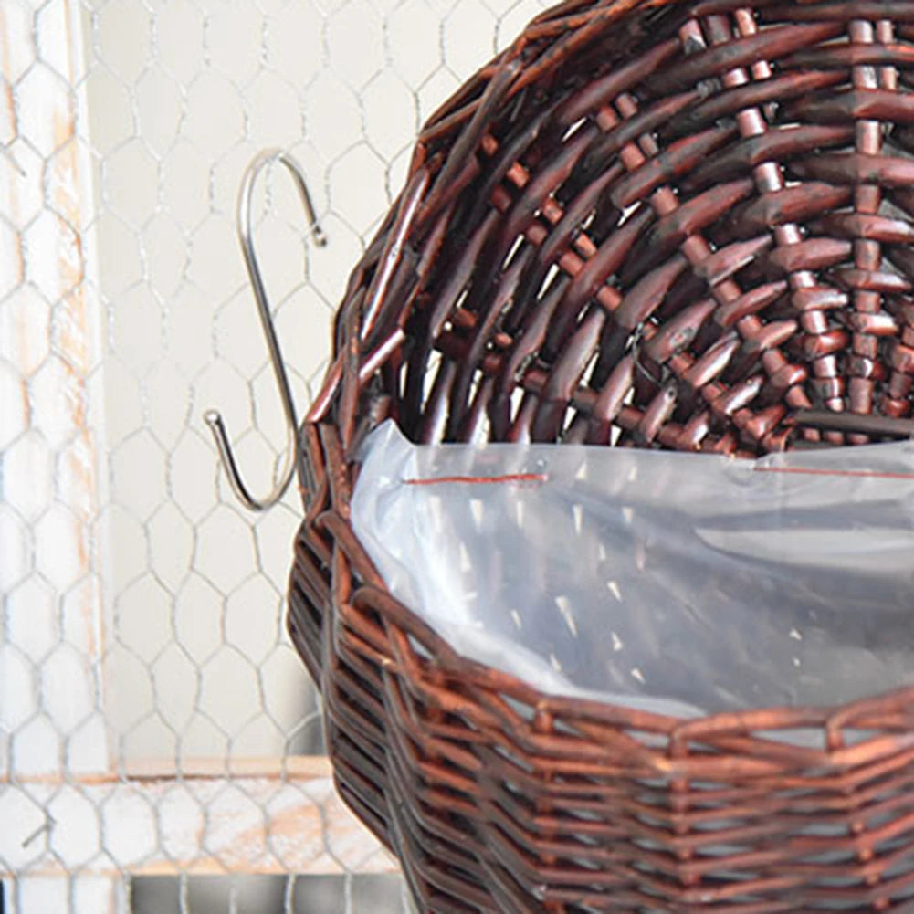 Panier mural en rotin suspendu jaune, décoration pour jardin et balcon