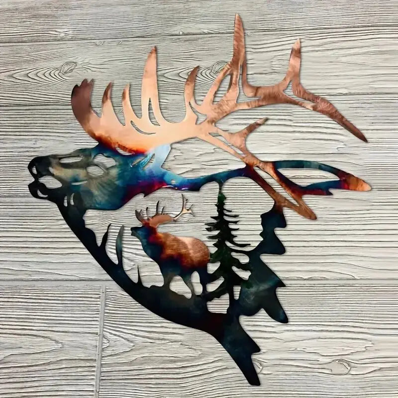Art mural métal cerf noir